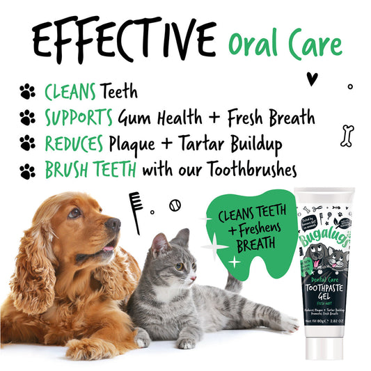 Bugalugs Dental Care Toothpaste Gel with Fresh Mint for Dogs & Cats 75g