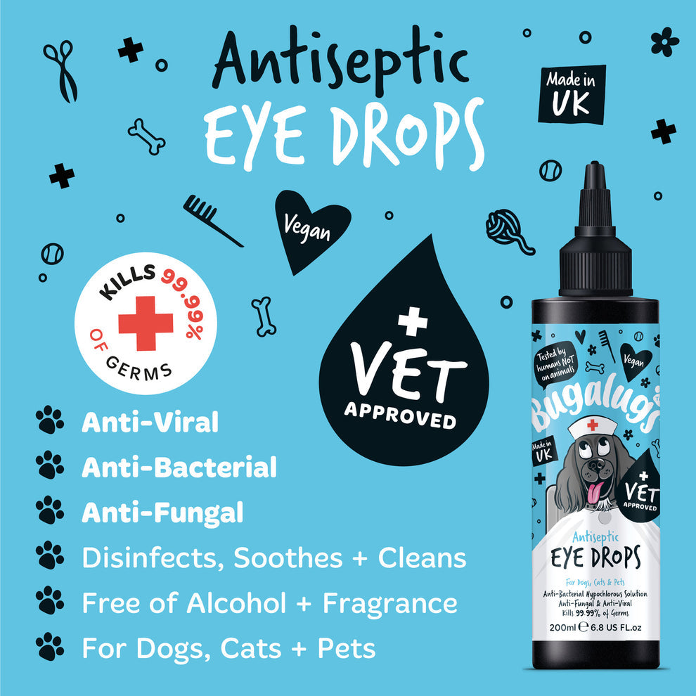 Bugalugs Antiseptic Eye Drops for Dogs, Cats & Pets 200ml