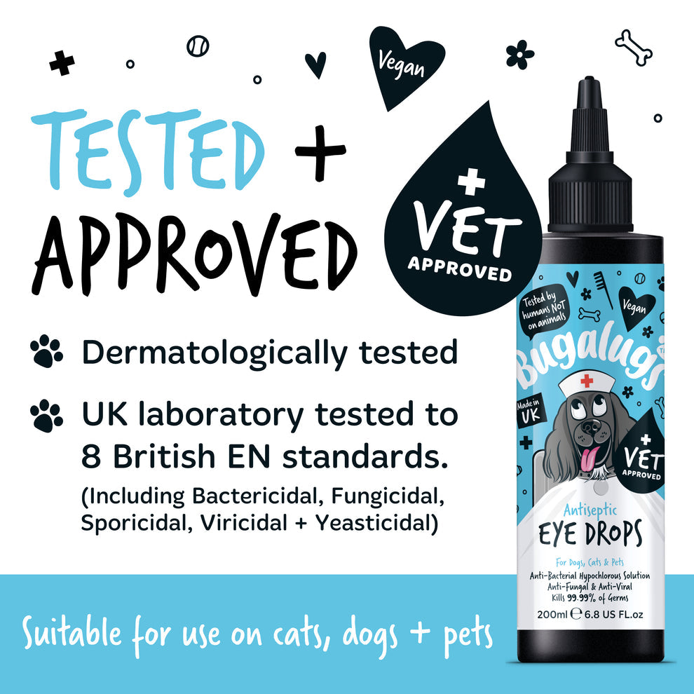 Bugalugs Antiseptic Eye Drops for Dogs, Cats & Pets 200ml
