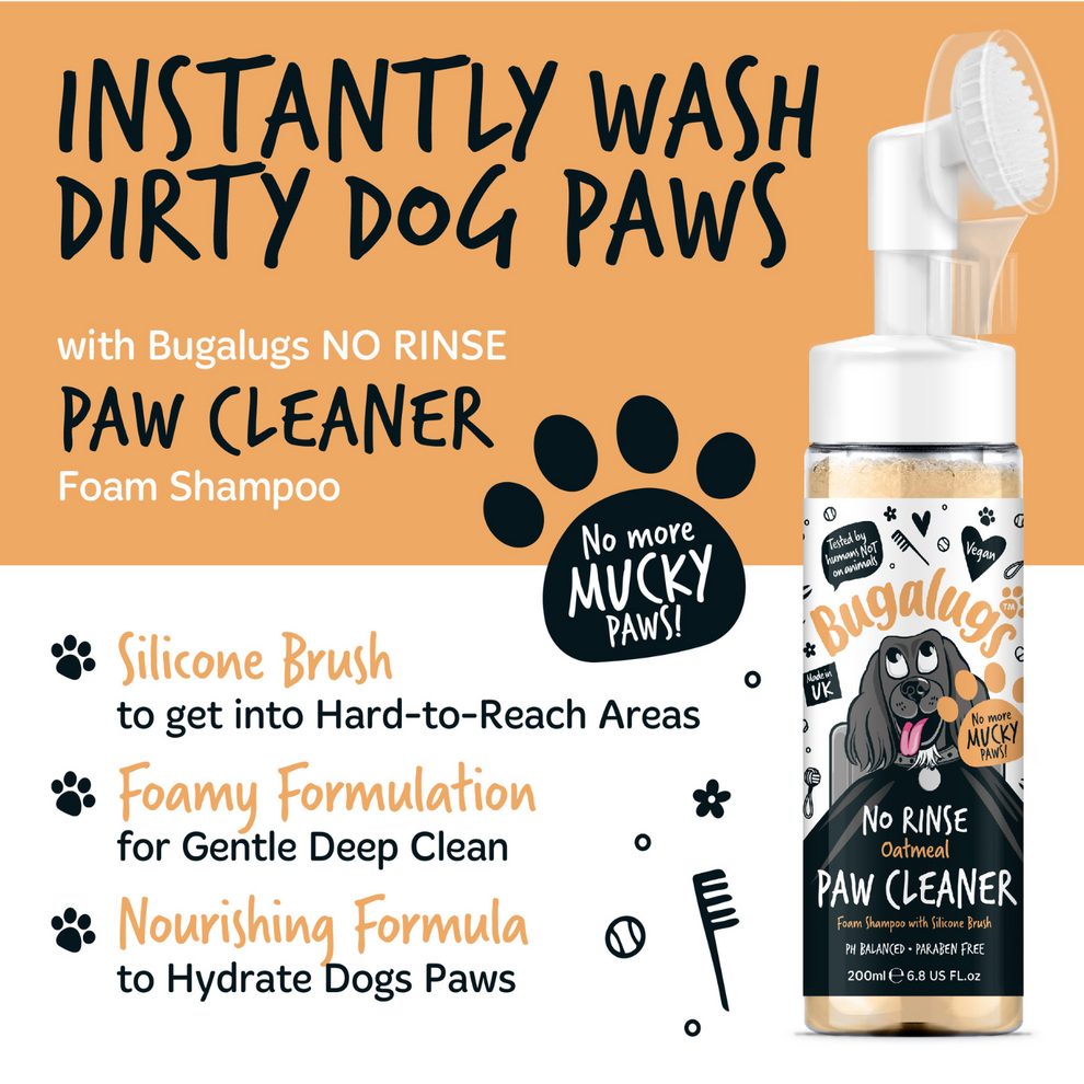 Bugalugs Oatmeal No-Rinse Paw Cleaner for Dogs & Cats 200ml