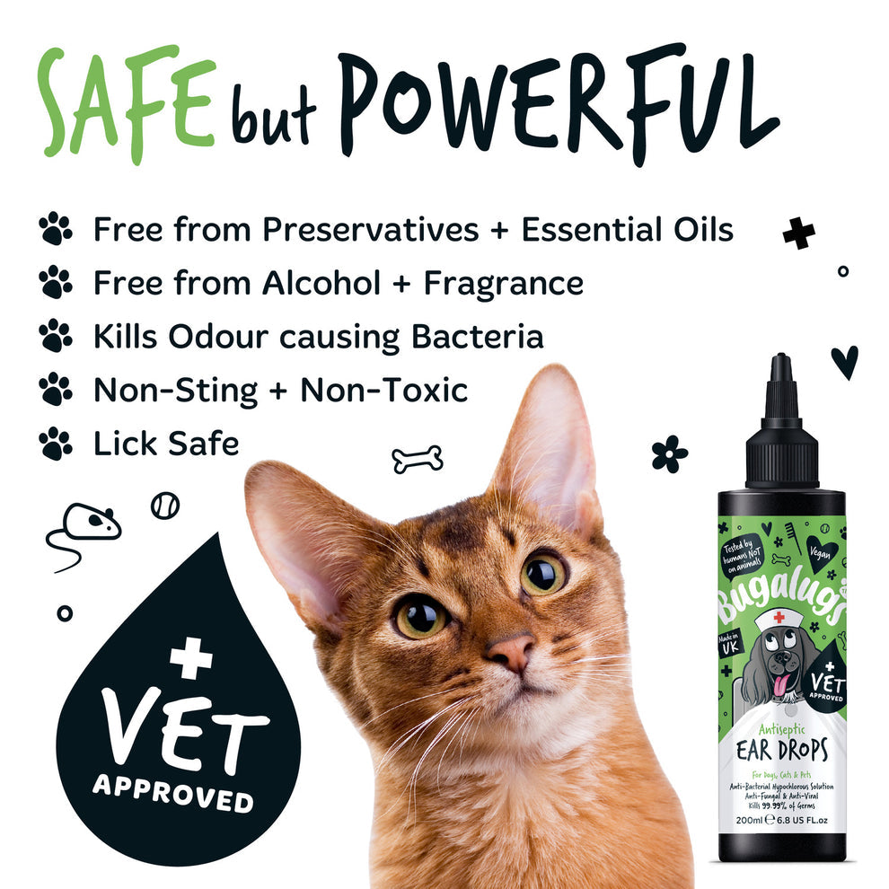 Bugalugs Antiseptic Ear Drops for Dogs, Cats & Pets 200ml