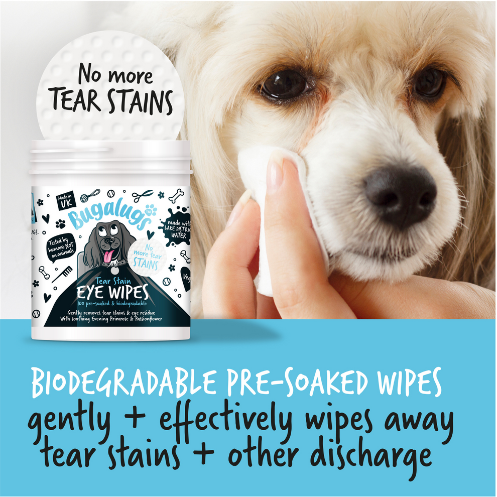 Bugalugs Tear Stain Eye Wipes for Dogs (100 Wipes)