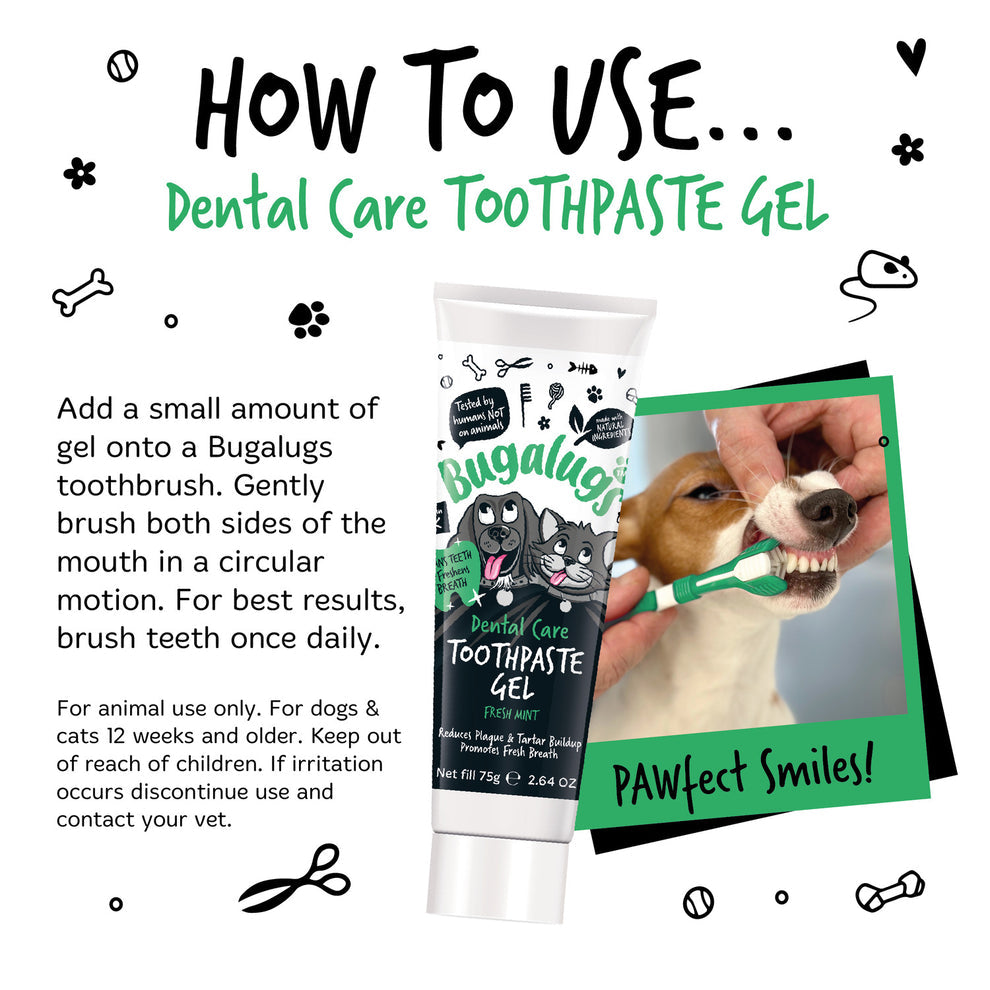 Bugalugs Dental Care Toothpaste Gel with Fresh Mint for Dogs & Cats 75g