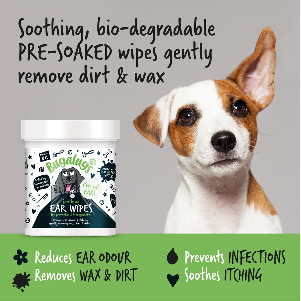 Bugalugs Soothing Ear Wipes for Dogs (100 wipes)