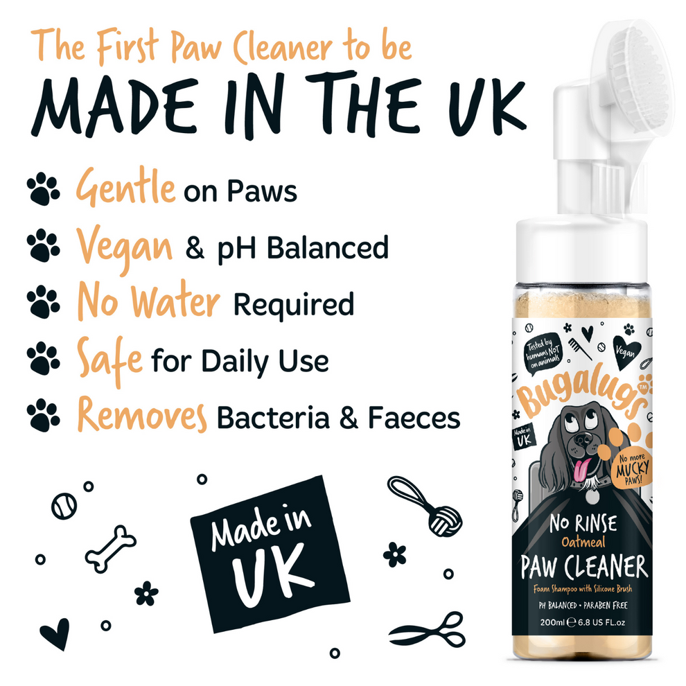 Bugalugs Oatmeal No-Rinse Paw Cleaner for Dogs & Cats 200ml