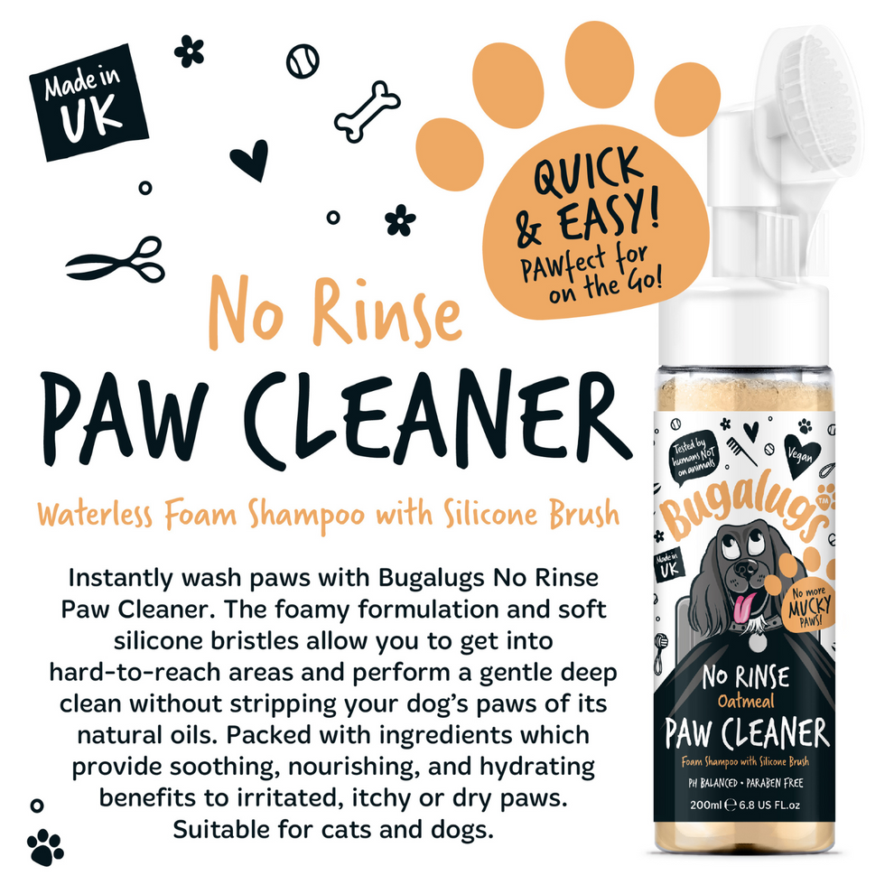 Bugalugs Oatmeal No-Rinse Paw Cleaner for Dogs & Cats 200ml