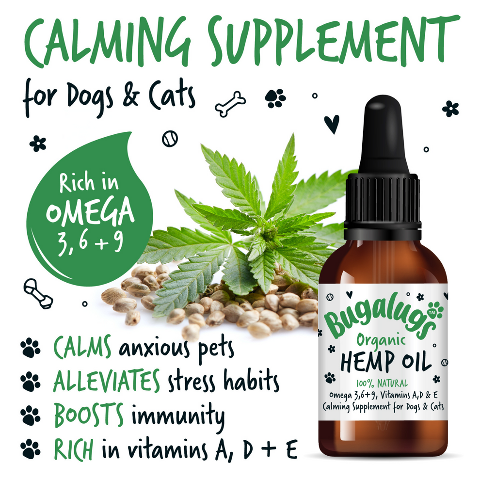 Burgalugs Organic Hemp Oil 100% Natural Calming Supplement for Dogs & Cats 50ml