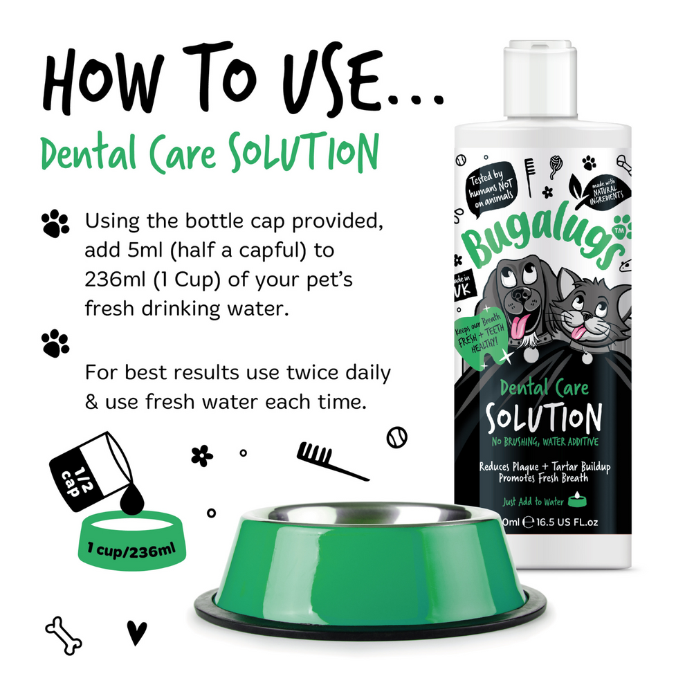 Bugalugs Dental Care Solution Water Additive for Dogs & Cats 250ml
