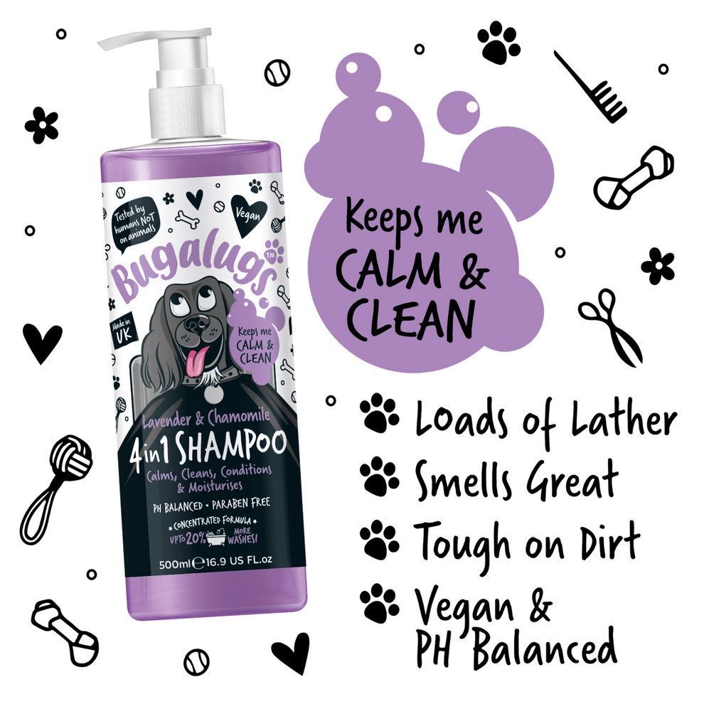 Bugalugs Lavender & Chamomile 4-in-1 Calming Dog Shampoo 250ml