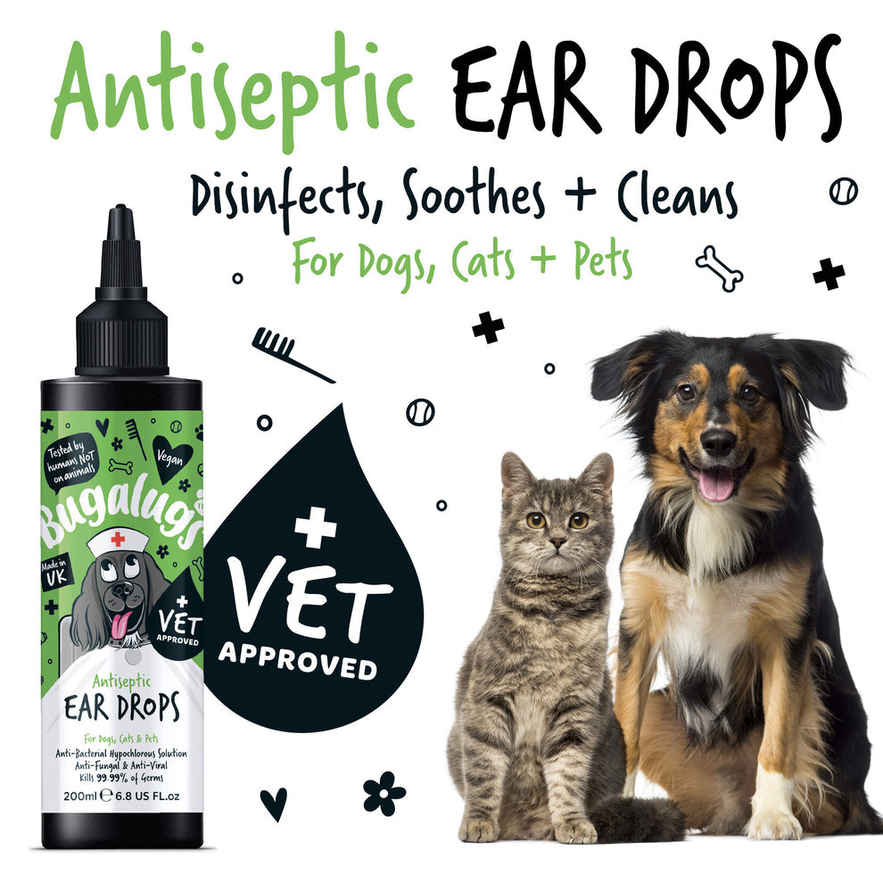 Bugalugs Antiseptic Ear Drops for Dogs, Cats & Pets 200ml
