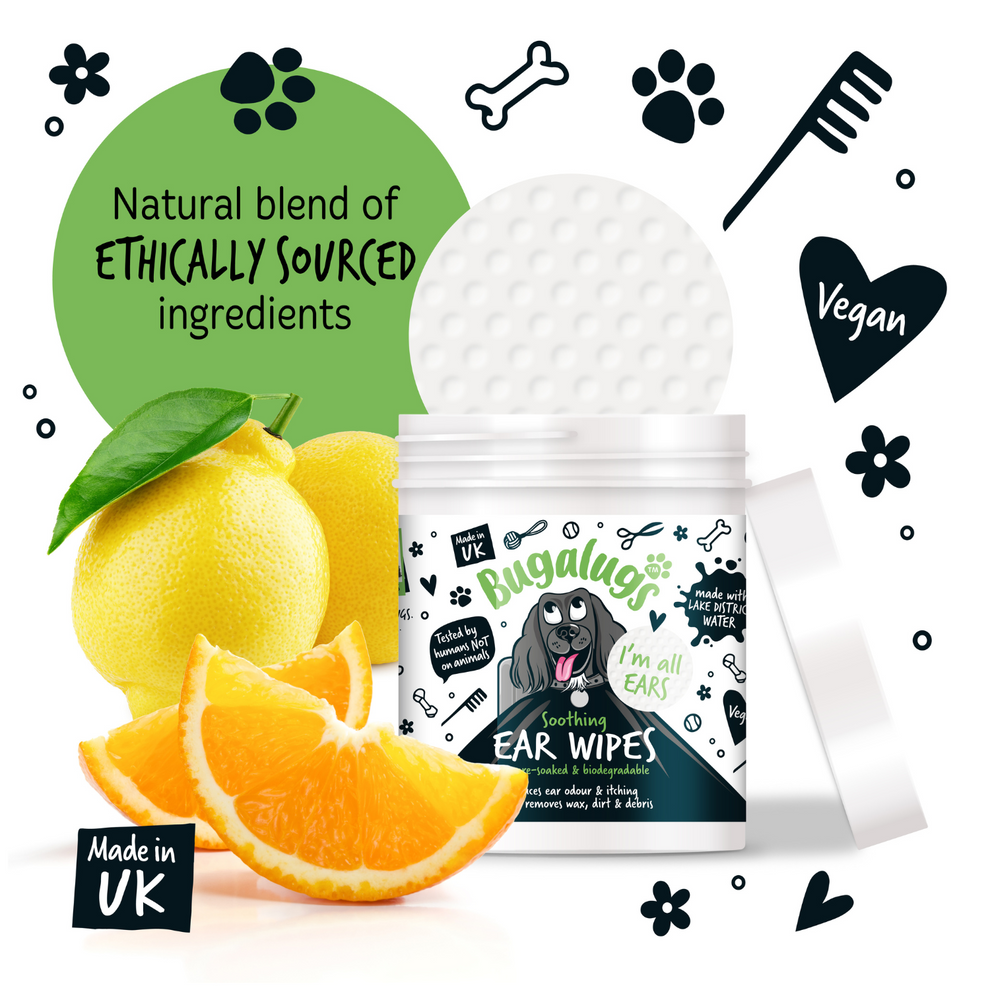 Bugalugs Soothing Ear Wipes for Dogs (100 wipes)