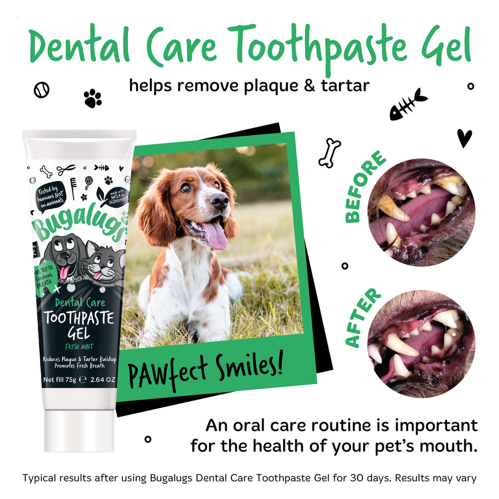 Bugalugs Dental Care Toothpaste Gel with Fresh Mint for Dogs & Cats 75g