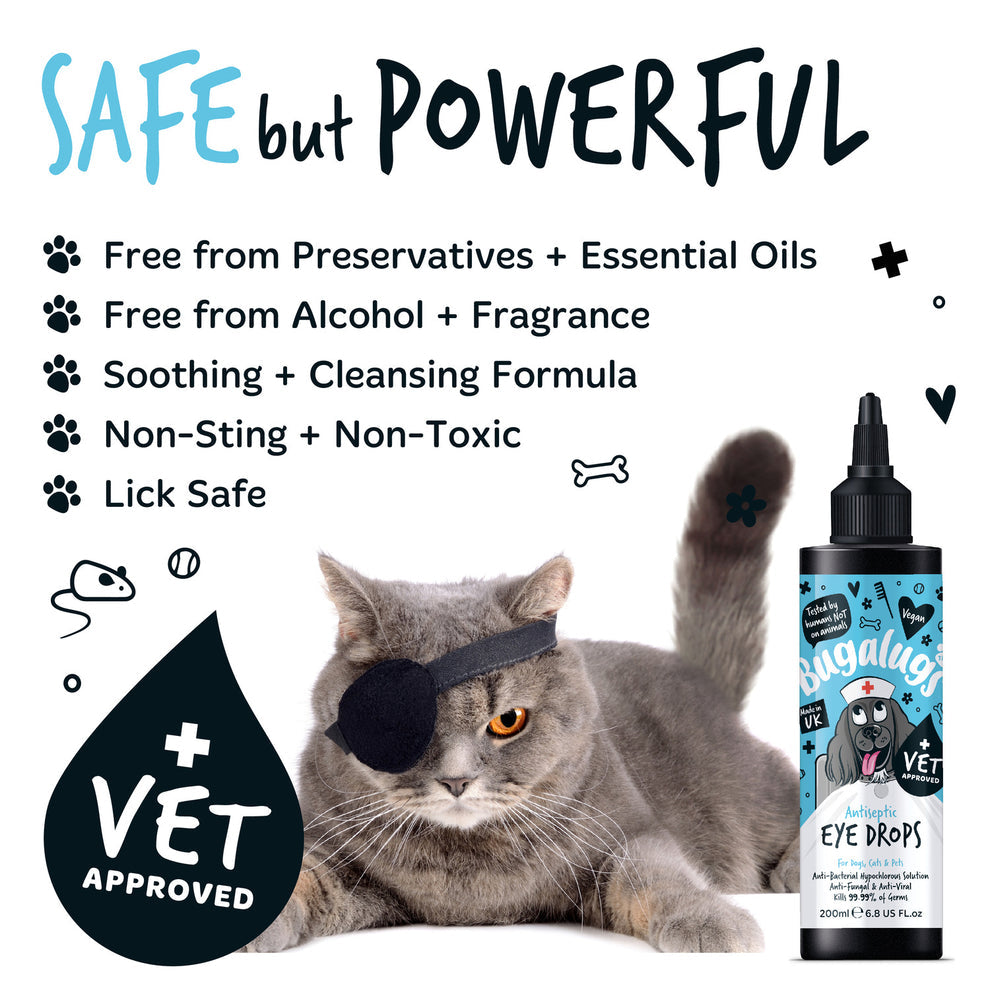 Bugalugs Antiseptic Eye Drops for Dogs, Cats & Pets 200ml