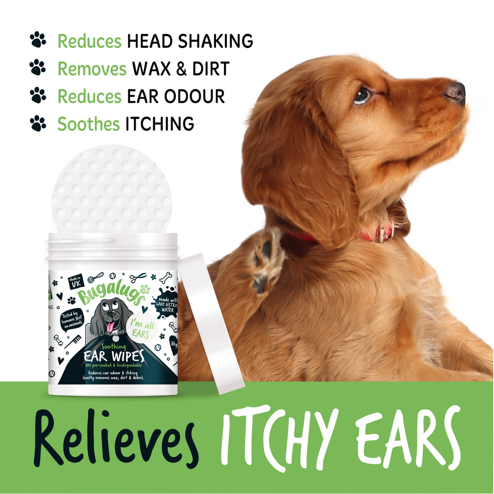Bugalugs Soothing Ear Wipes for Dogs (100 wipes)