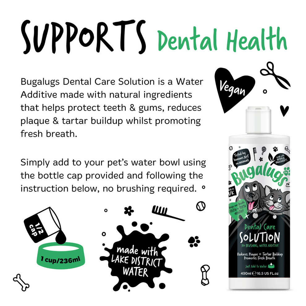 Bugalugs Dental Care Solution Water Additive for Dogs & Cats 250ml