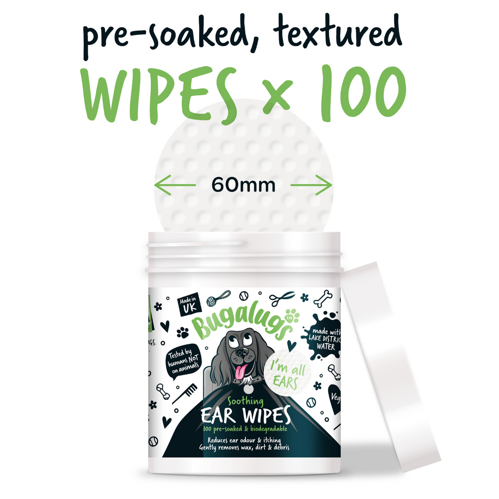 Bugalugs Soothing Ear Wipes for Dogs (100 wipes)