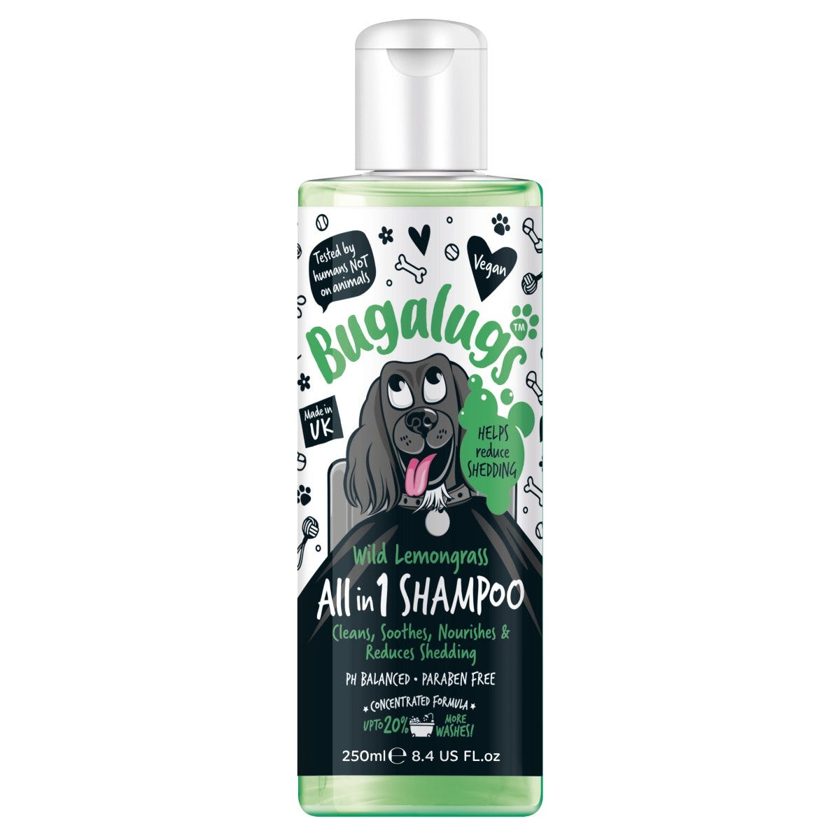 Bugalugs Wild Lemongrass All in 1 Dog Shampoo with Shed Control 250ml