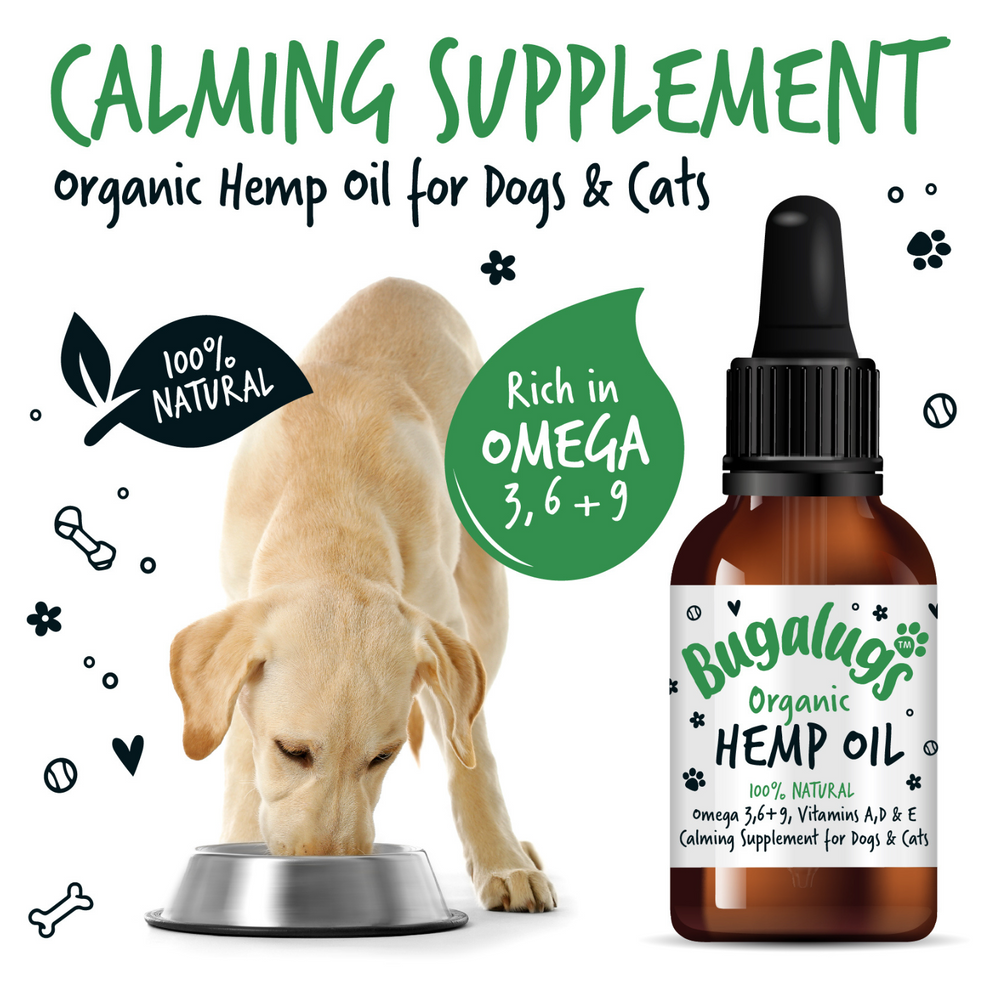 Burgalugs Organic Hemp Oil 100% Natural Calming Supplement for Dogs & Cats 50ml