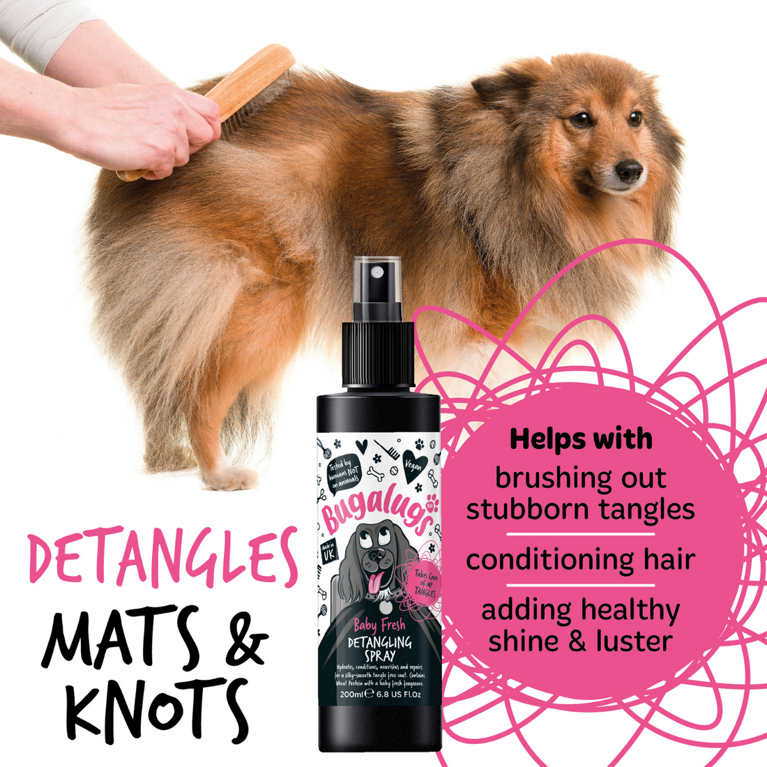 Bugalugs Baby Fresh Detangling Spray for Dogs 200ml
