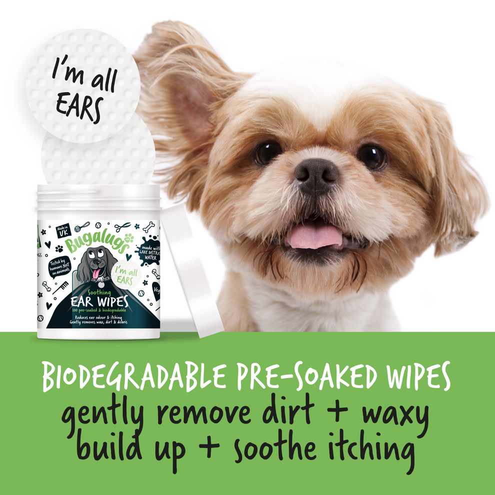 Bugalugs Soothing Ear Wipes for Dogs (100 wipes)