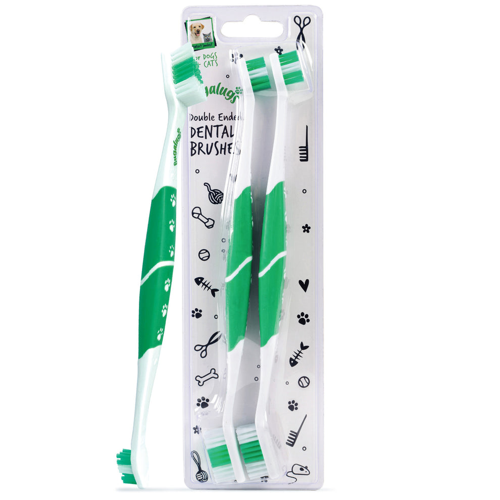 Bugalugs Pack of 2 Double Ended Dental Care Toothbrushes for Dogs & Cats