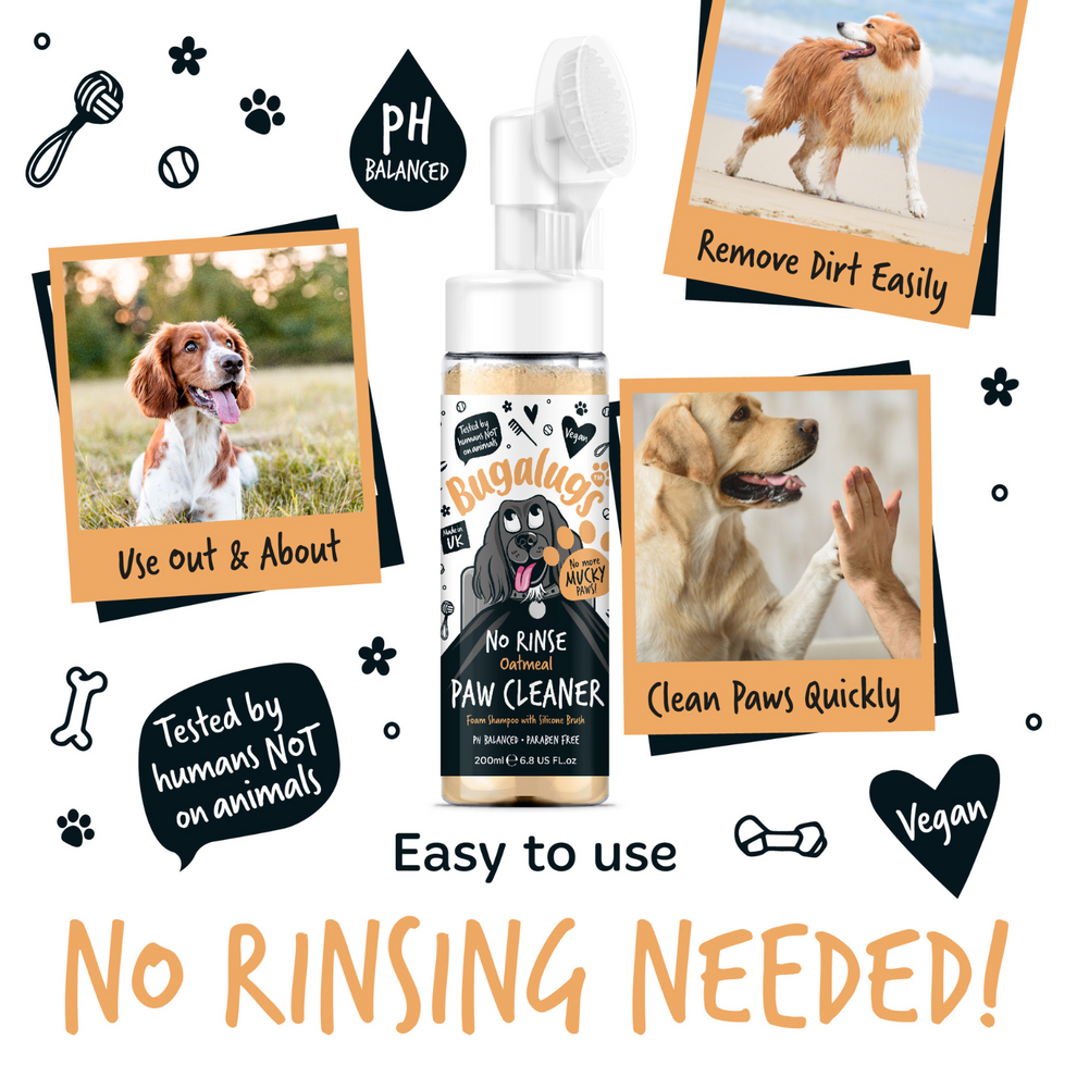Bugalugs Oatmeal No-Rinse Paw Cleaner for Dogs & Cats 200ml