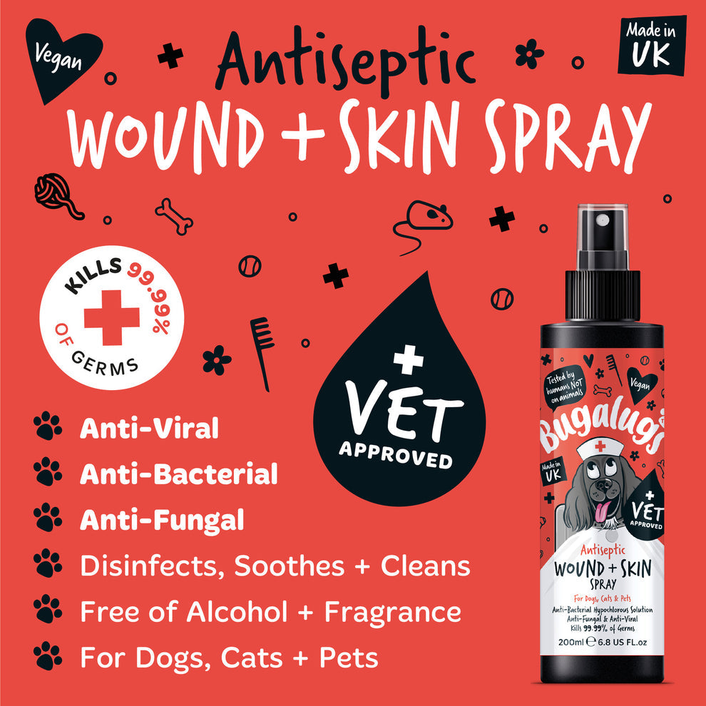 Bugalugs Antiseptic Wound & Skin Spray for Dogs, Cats & Pets 200ml