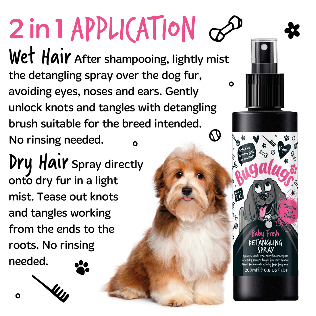 Bugalugs Baby Fresh Detangling Spray for Dogs 200ml