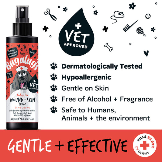Bugalugs Antiseptic Wound & Skin Spray for Dogs, Cats & Pets 200ml