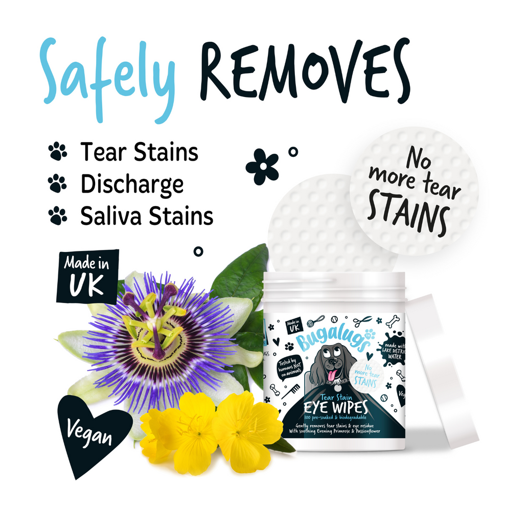 Bugalugs Tear Stain Eye Wipes for Dogs (100 Wipes)