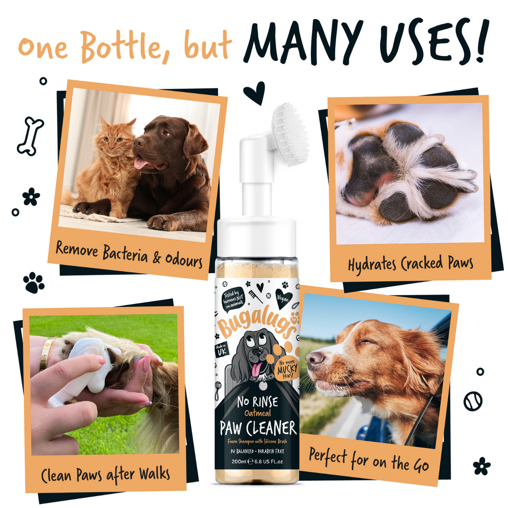 Bugalugs Oatmeal No-Rinse Paw Cleaner for Dogs & Cats 200ml