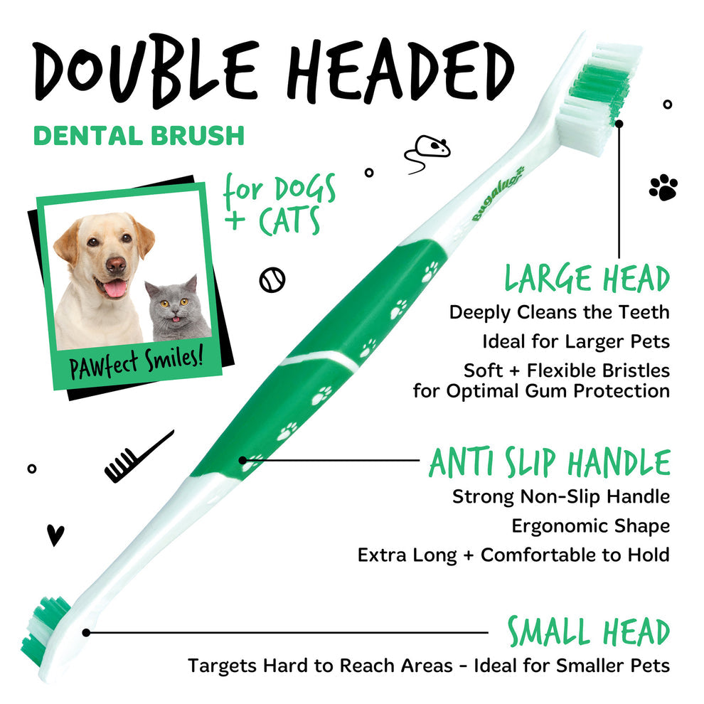 Bugalugs Pack of 2 Double Ended Dental Care Toothbrushes for Dogs & Cats