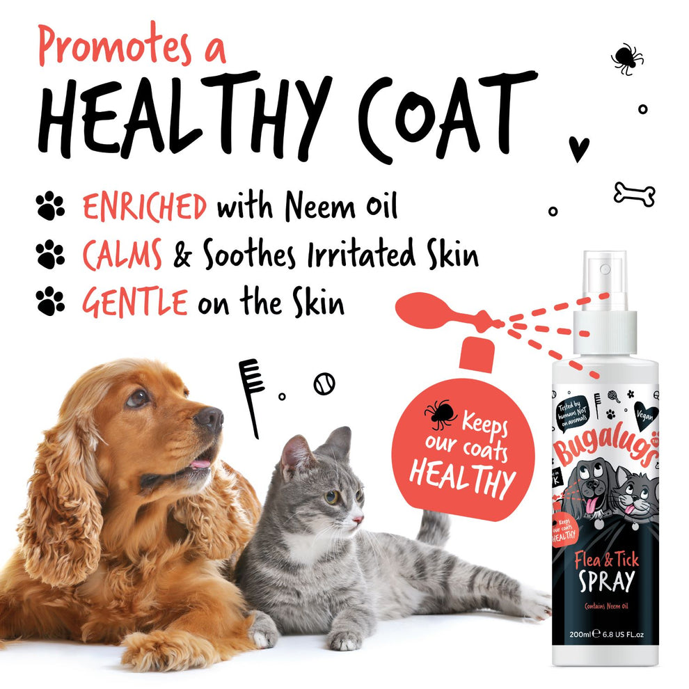 Bugalugs Flea & Tick Spray with Neem Oil for Dogs & Cats 200ml