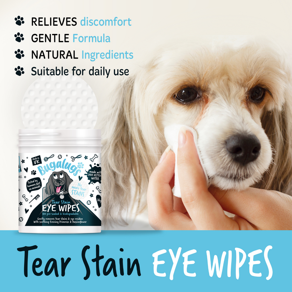 Bugalugs Tear Stain Eye Wipes for Dogs (100 Wipes)