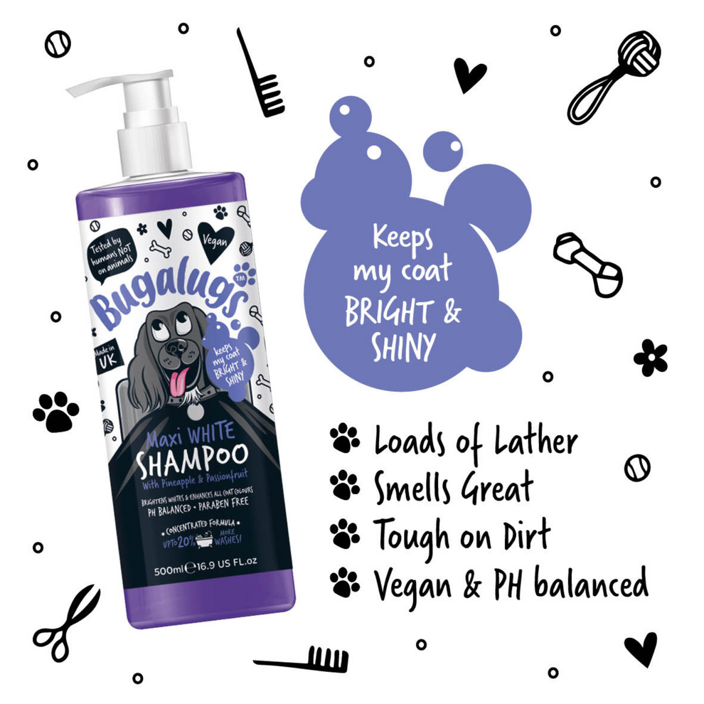 Bugalugs Maxi White Whitening Dog Shampoo with Pineapple & Passionfruit 250ml