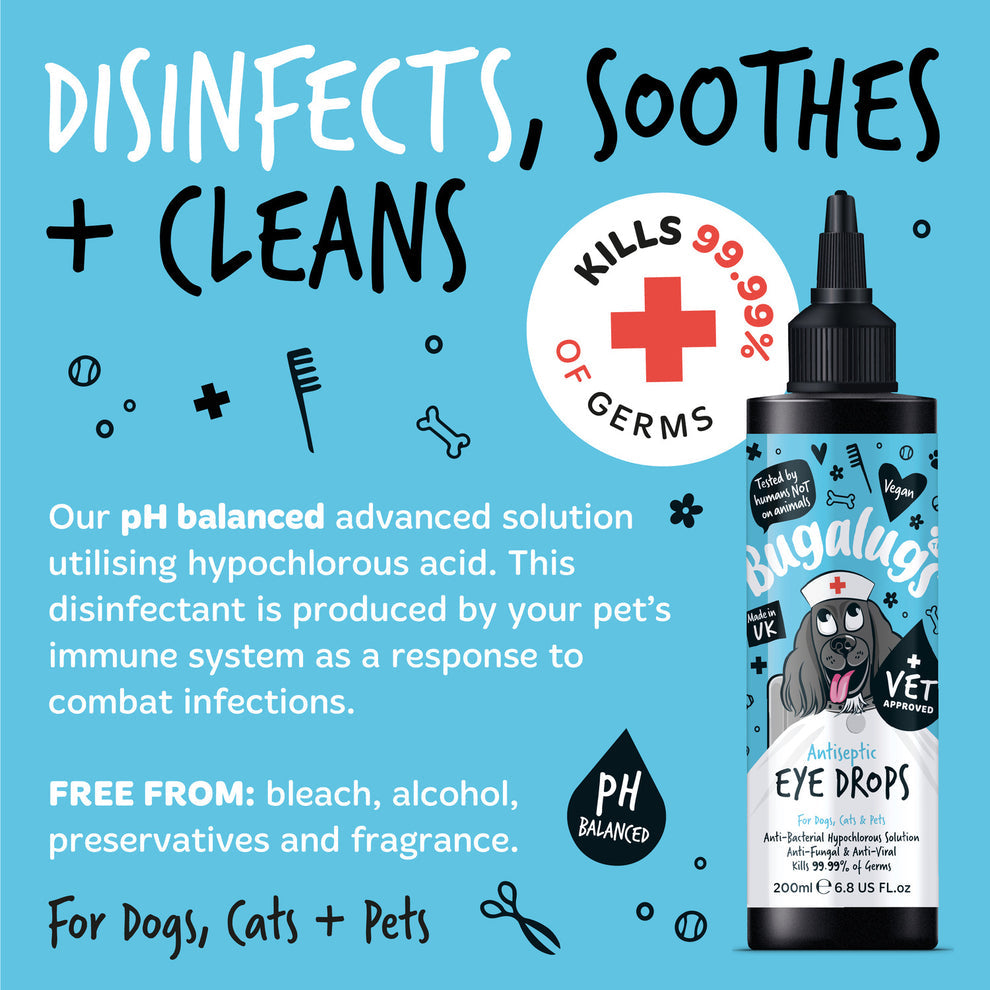 Bugalugs Antiseptic Eye Drops for Dogs, Cats & Pets 200ml
