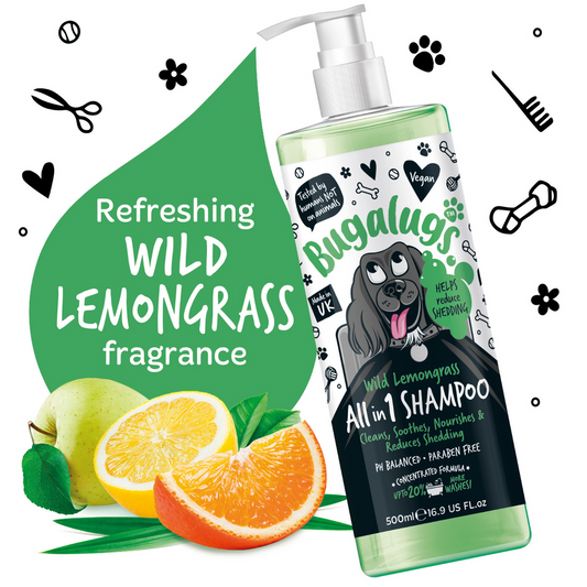 Bugalugs Wild Lemongrass All in 1 Dog Shampoo with Shed Control 250ml