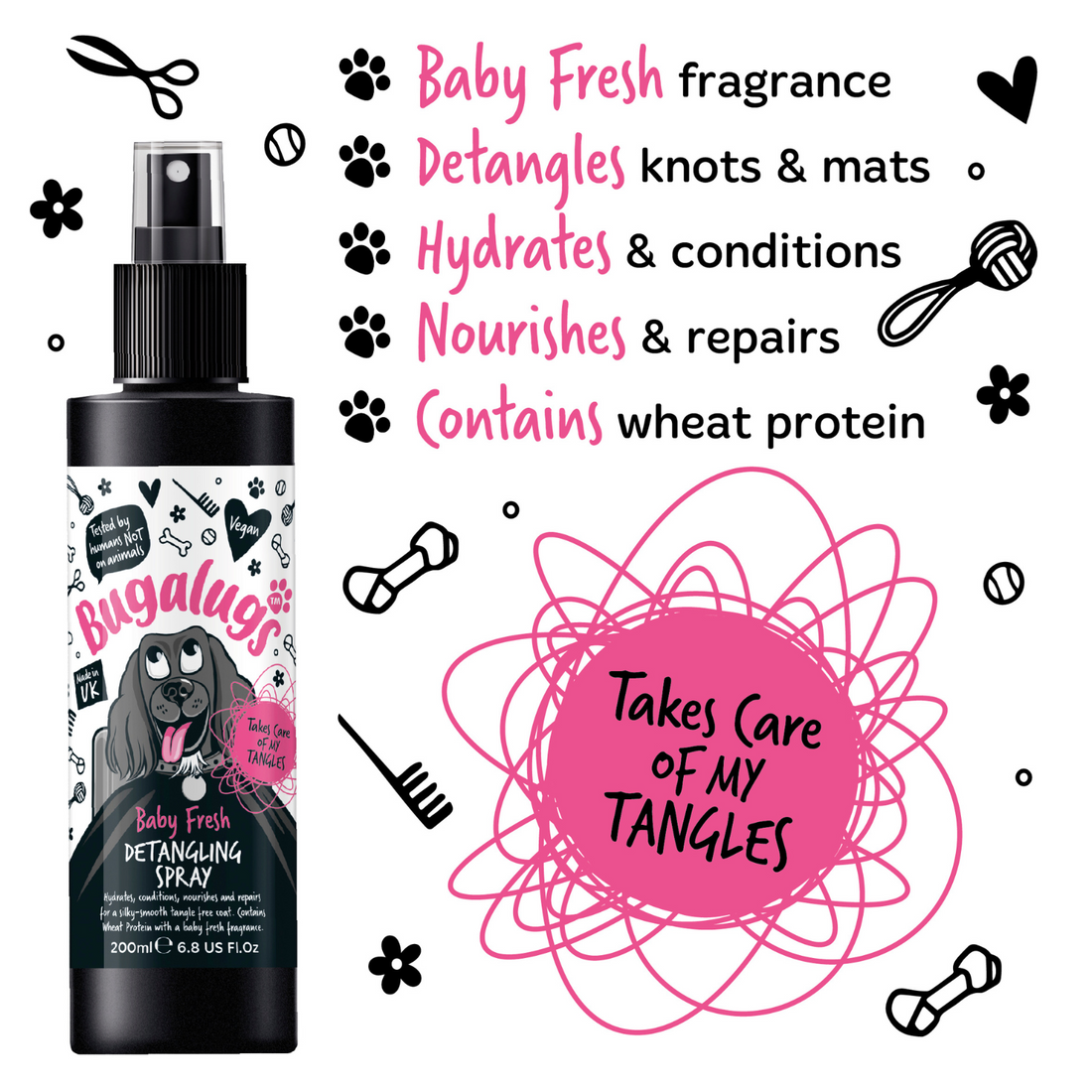 Bugalugs Baby Fresh Detangling Spray for Dogs 200ml